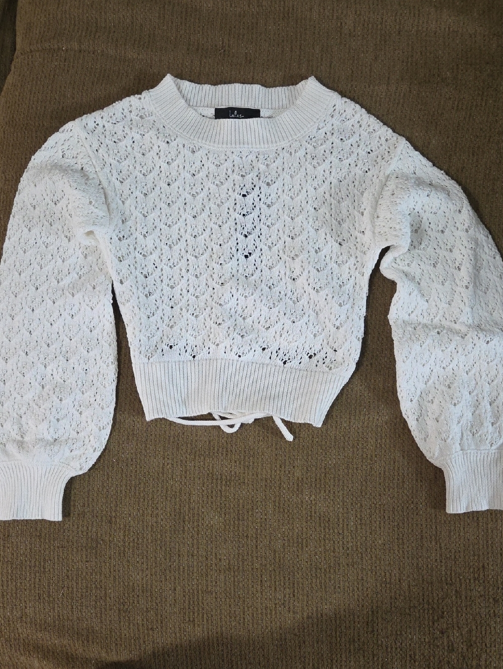 Lulu's Ivory Lace Knit Crewneck Sweater